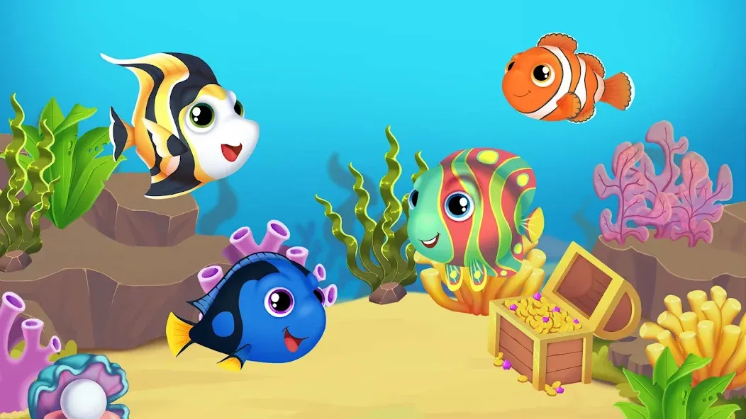 Baby Aquarium - Fish game [МОД: Много монет, Открытые уровни и Мега MOD] Screenshot 1