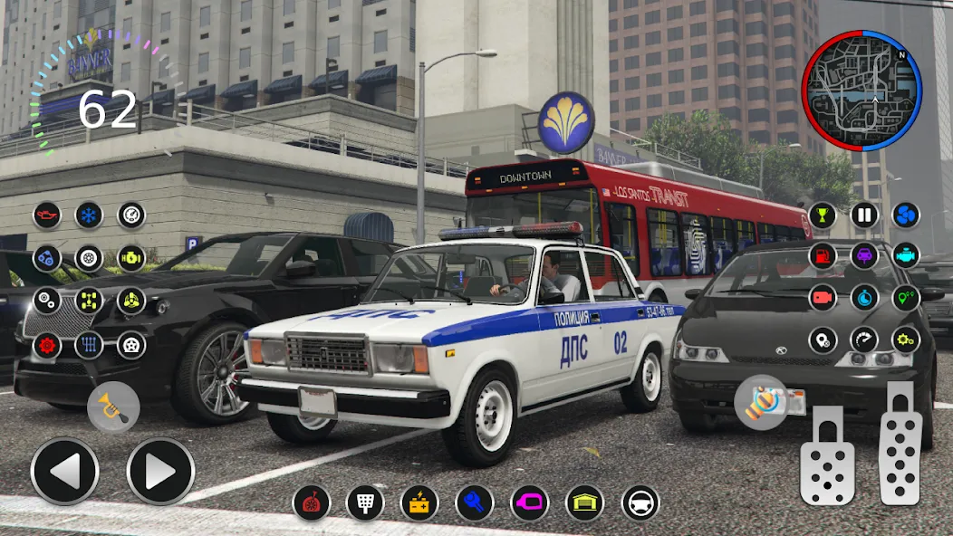Police Car Riders: VAZ 2107 [МОД: Много монет, Открытые уровни и Мега MOD] Screenshot 1