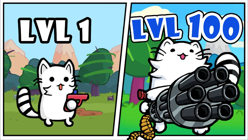 Stickman Cat Gun offline games [МОД: Много монет, Открытые уровни и Мега MOD] Screenshot 1