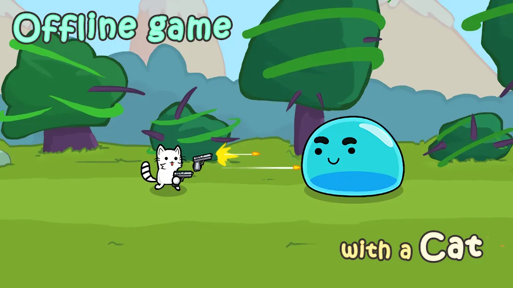 Stickman Cat Gun offline games [МОД: Много монет, Открытые уровни и Мега MOD] Screenshot 2