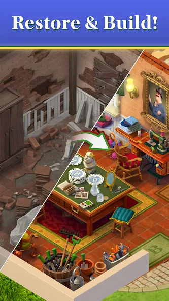 Merge Mansion (Мердж Мэншн) [МОД: Деньги, Монеты и Меню MOD] Screenshot 2