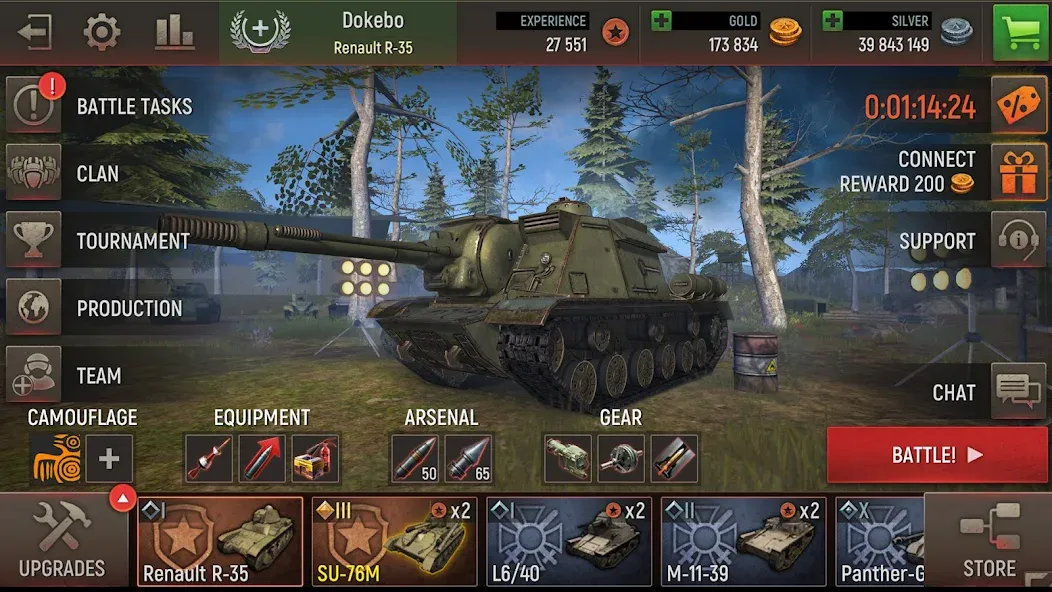 Battle Tanks: Tank Games WW2 (Бэтл Тэнкс) [МОД: Деньги, Монеты и Меню MOD] Screenshot 4
