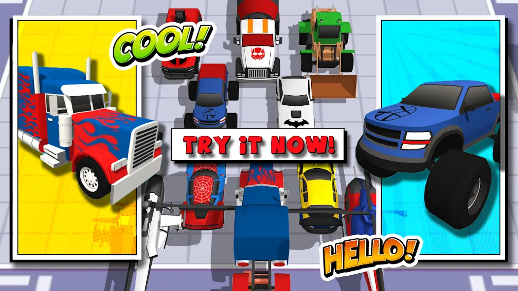 Superhero Car Merge Battle [МОД: Деньги, Монеты и Меню MOD] Screenshot 2