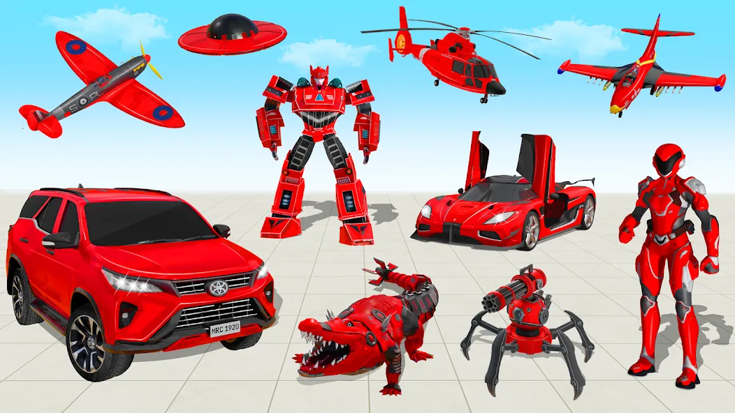Flying Prado Car Robot Game [МОД: Много денег, Монет и Все открыто] Screenshot 5