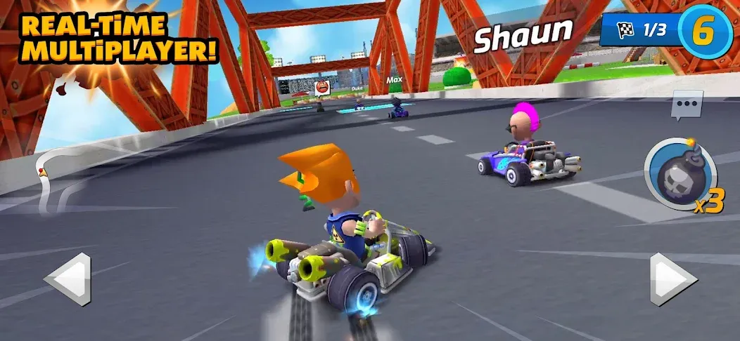 Boom Karts Multiplayer Racing (Бум Картс Мультиплеер Рейсинг) [МОД: Много монет, Открытые уровни и Мега MOD] Screenshot 1