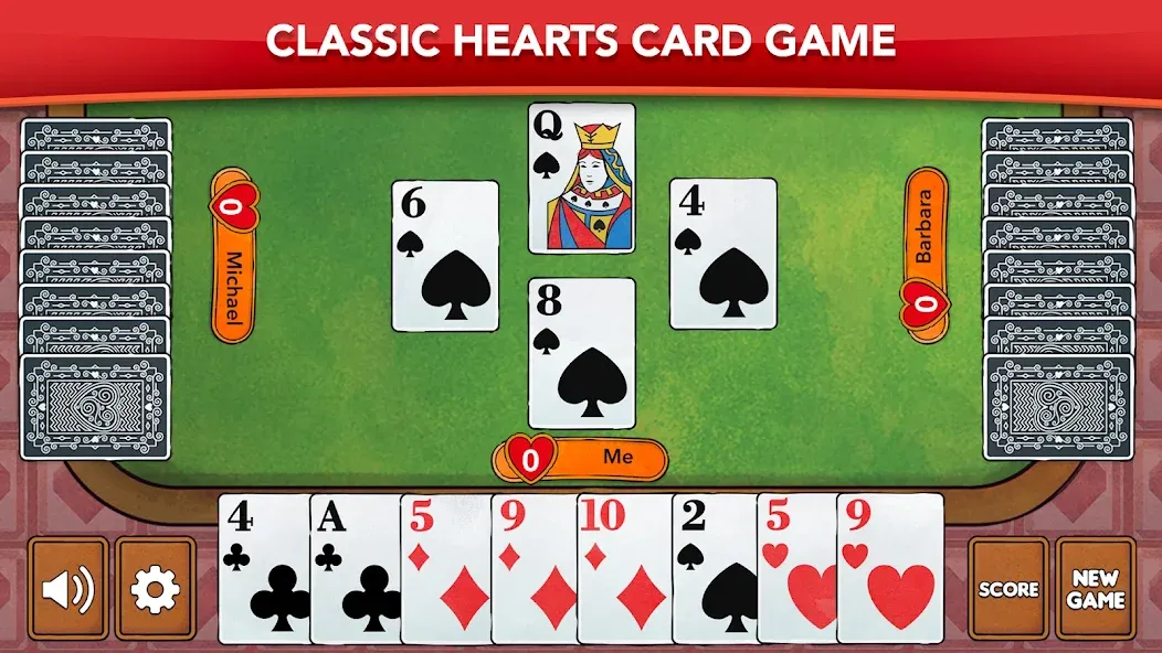 Hearts - Card Game Classic (Хартс) [МОД: Бесконечные деньги, Монеты и Мега MOD] Screenshot 1