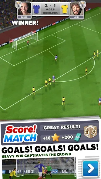 Score! Match - PvP Soccer [МОД: Меню, Бесконечные монеты и Открытые уровни] Screenshot 1