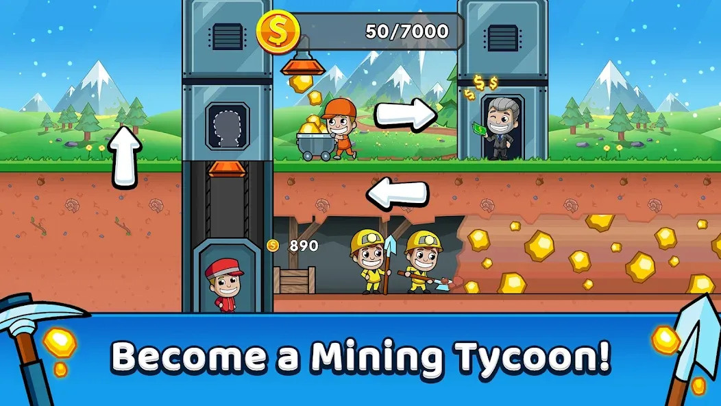 Idle Miner Tycoon: Gold Games [МОД: Меню, Бесконечные монеты и Открытые уровни] Screenshot 1