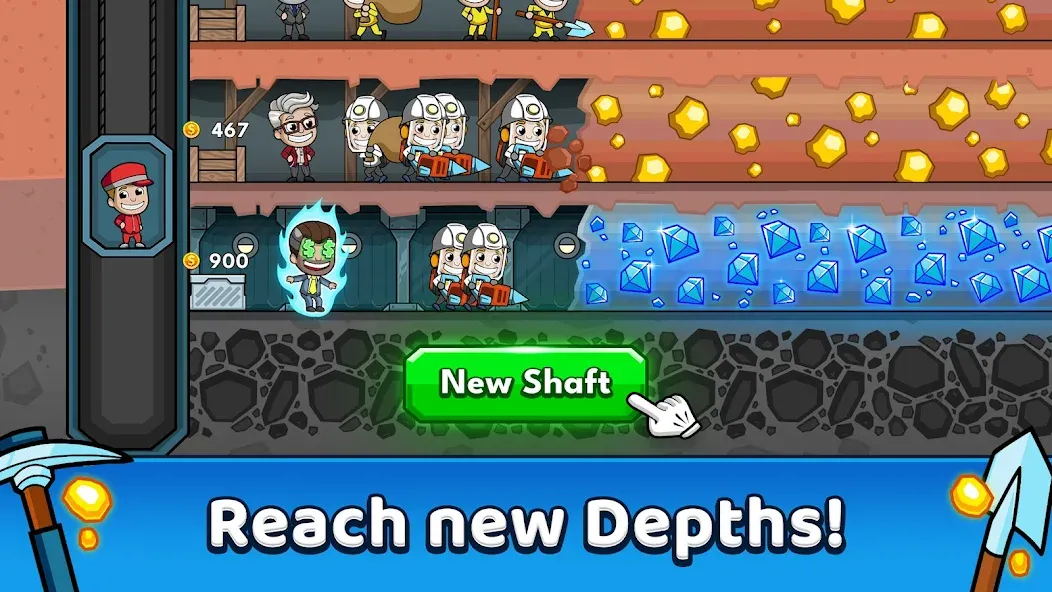 Idle Miner Tycoon: Gold Games [МОД: Меню, Бесконечные монеты и Открытые уровни] Screenshot 3
