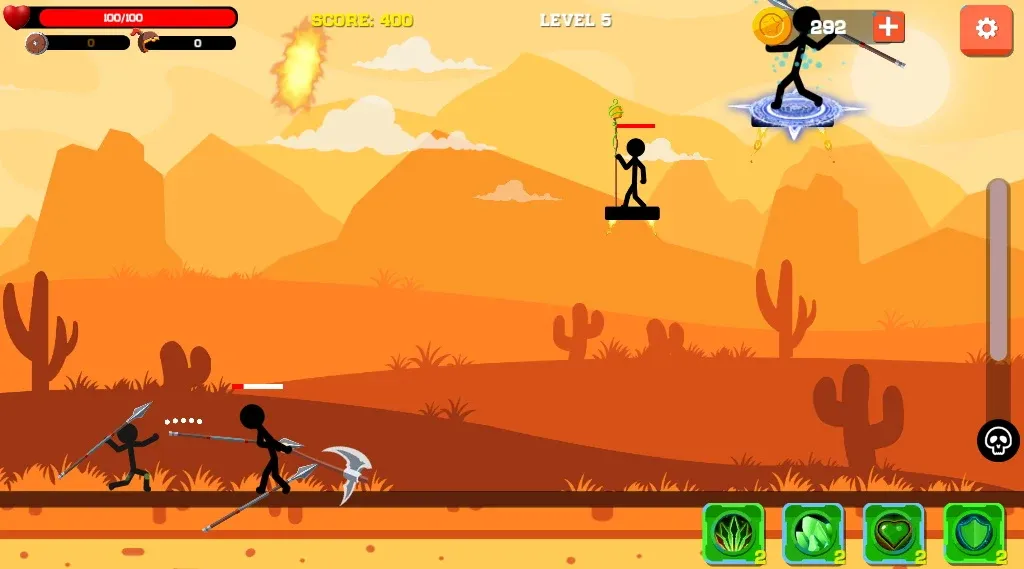 Spear war with Stickman (Спир вар) [МОД: Много монет, Открытые уровни и Мега MOD] Screenshot 1