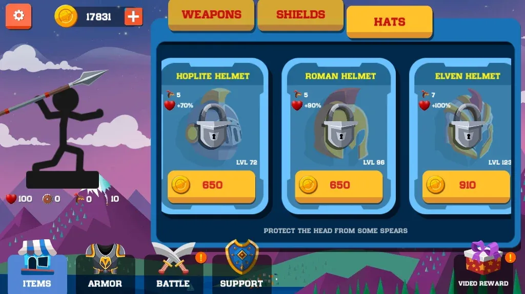 Spear war with Stickman (Спир вар) [МОД: Много монет, Открытые уровни и Мега MOD] Screenshot 5