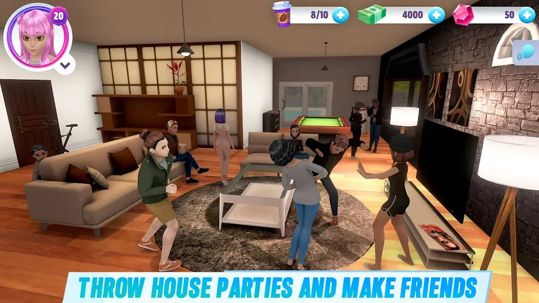 Virtual Sim Story: Home & Life (Виртуальная история симулятора) [МОД: Деньги, Монеты и Меню MOD] Screenshot 1