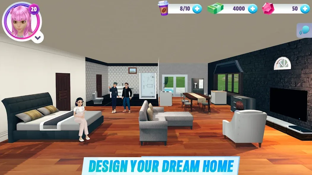 Virtual Sim Story: Home & Life (Виртуальная история симулятора) [МОД: Деньги, Монеты и Меню MOD] Screenshot 2