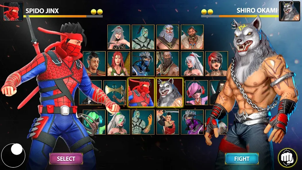 Ninja Clash: Karate Fighters (Ниндзя Мастер) [МОД: Меню, Бесконечные монеты и Открытые уровни] Screenshot 1