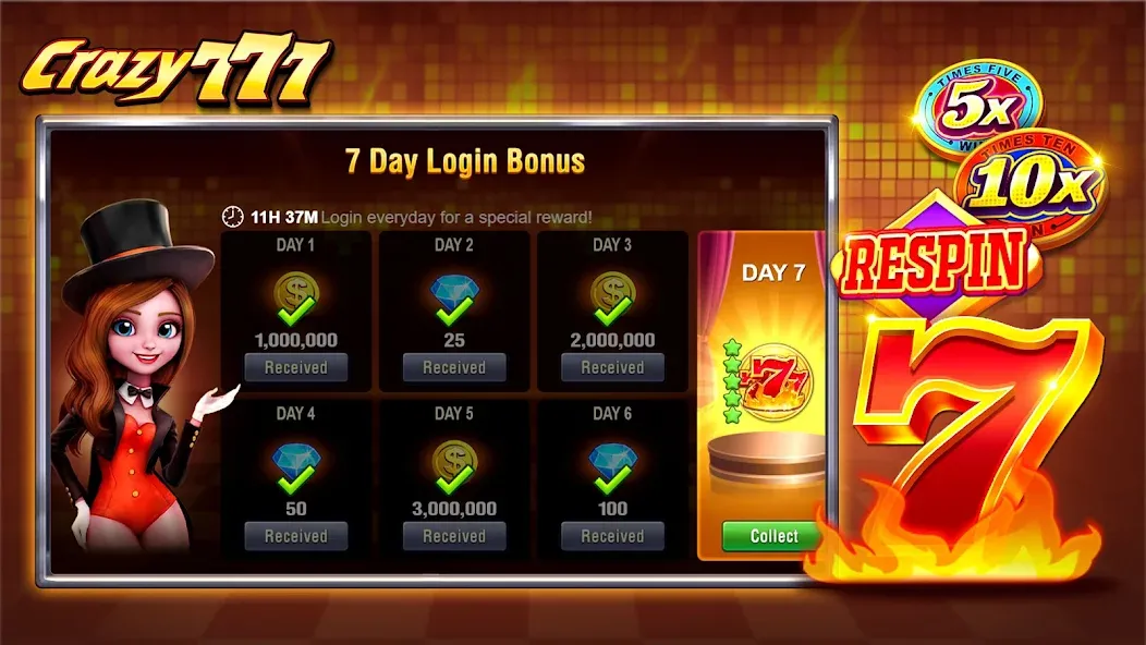 Crazy 777 Slot-TaDa Games (Крэйзи 777 Слот) [МОД: Много монет, Открытые уровни и Мега MOD] Screenshot 4