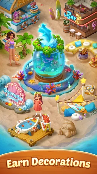 Seaside Escape®: Merge & Story (Сисайд Эскейп) [МОД: Много монет, Открытые уровни и Мега MOD] Screenshot 5