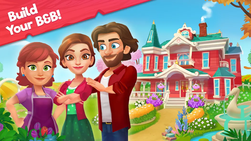 Delicious B&B: Decor & Match 3 [МОД: Бесконечные деньги, Монеты и Мега MOD] Screenshot 1