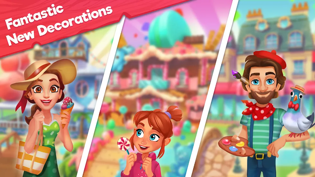 Delicious B&B: Decor & Match 3 [МОД: Бесконечные деньги, Монеты и Мега MOD] Screenshot 2