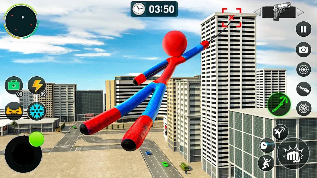 Flying Stickman Rope Hero Game [МОД: Бесконечные деньги, Монеты и Мега MOD] Screenshot 1
