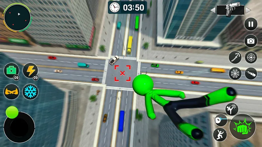 Flying Stickman Rope Hero Game [МОД: Бесконечные деньги, Монеты и Мега MOD] Screenshot 2