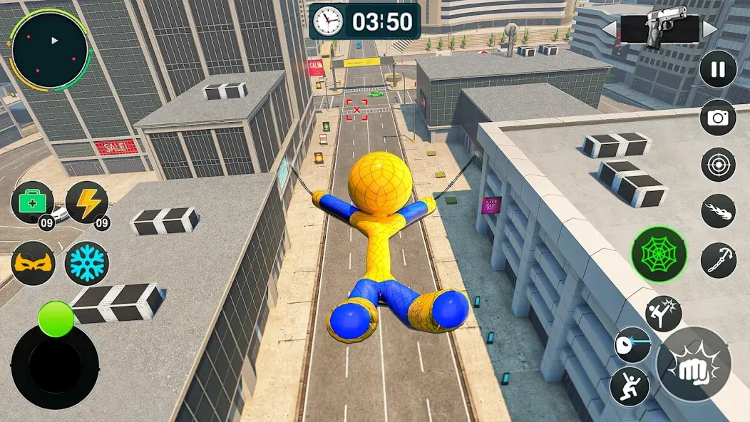 Flying Stickman Rope Hero Game [МОД: Бесконечные деньги, Монеты и Мега MOD] Screenshot 4