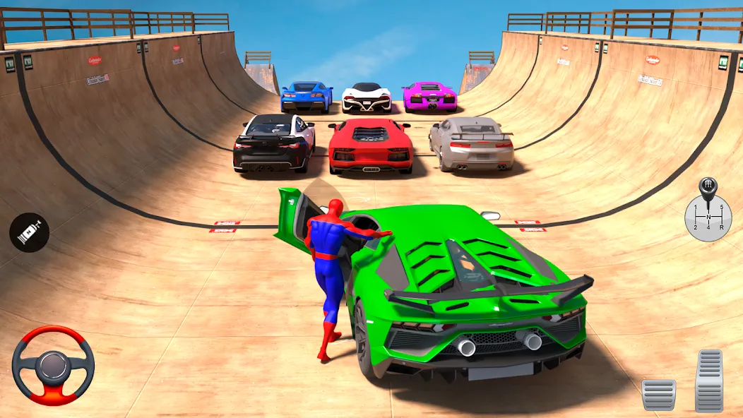 Superhero Car: Mega Ramp Games (Рамп Кар Гейм) [МОД: Много монет, Открытые уровни и Мега MOD] Screenshot 1