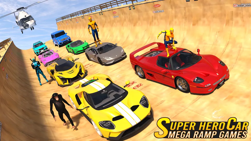 Superhero Car: Mega Ramp Games (Рамп Кар Гейм) [МОД: Много монет, Открытые уровни и Мега MOD] Screenshot 5