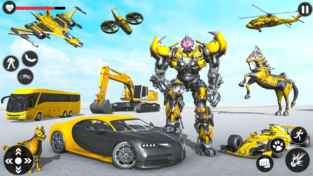 Flying Robot Transforming Game [МОД: Меню, Бесконечные монеты и Открытые уровни] Screenshot 1