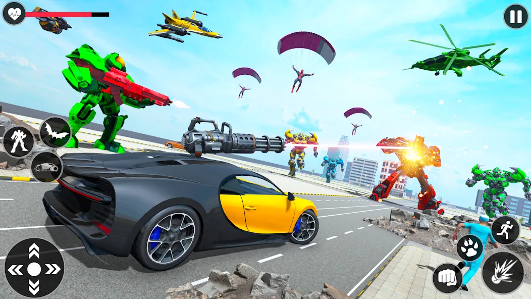 Flying Robot Transforming Game [МОД: Меню, Бесконечные монеты и Открытые уровни] Screenshot 2