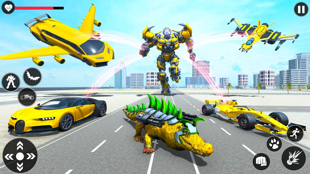 Flying Robot Transforming Game [МОД: Меню, Бесконечные монеты и Открытые уровни] Screenshot 4