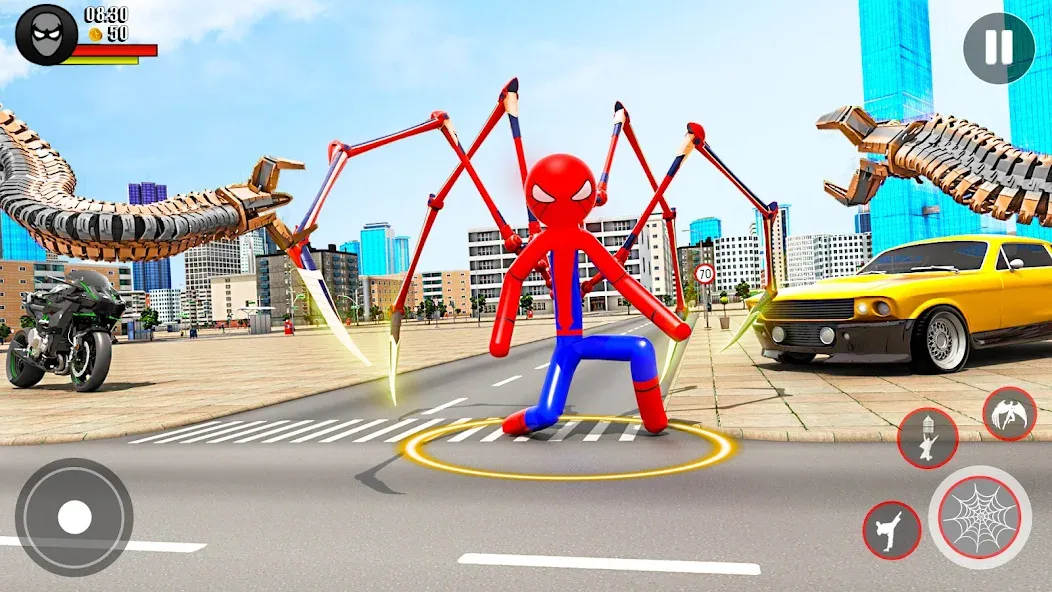 Spider Game-Stickman Rope Hero [МОД: Все открыто, Дополнительные деньги и Меню MOD] Screenshot 2