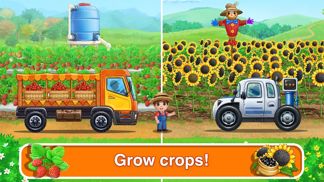 Tractor, car: kids farm games [МОД: Много монет, Открытые уровни и Мега MOD] Screenshot 3