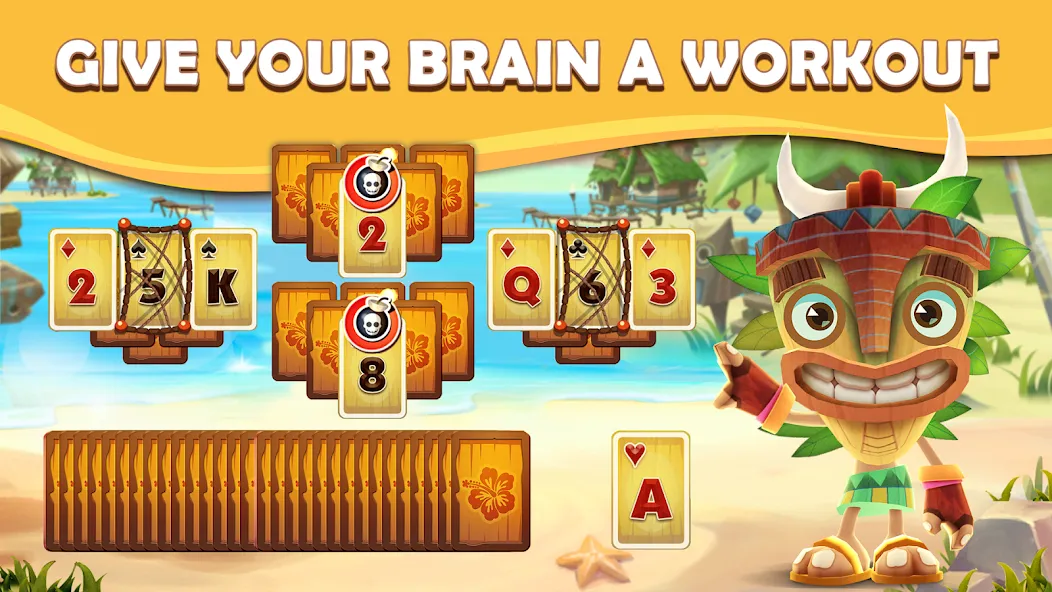 Tiki Solitaire TriPeaks (Тики Солитер ТриПикс) [МОД: Бесконечные деньги, Монеты и Мега MOD] Screenshot 1