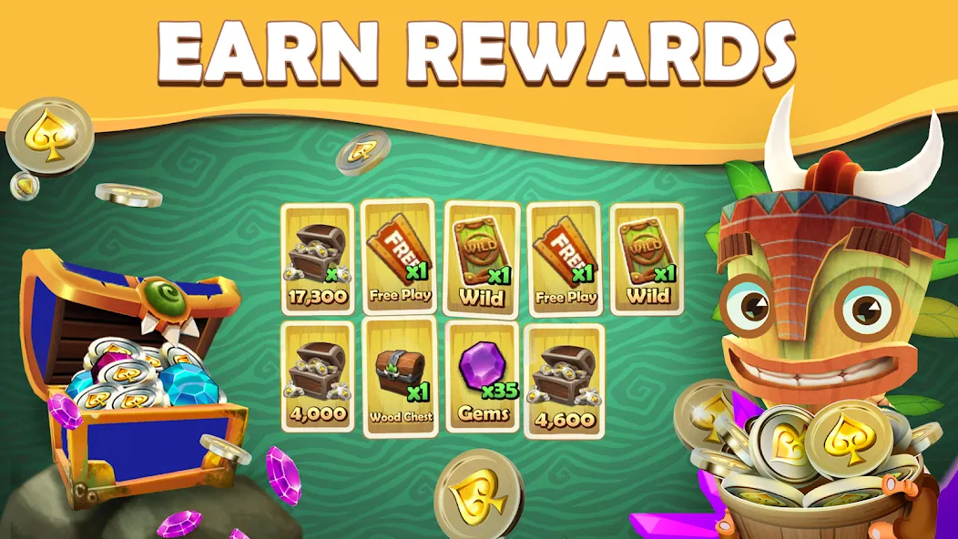 Tiki Solitaire TriPeaks (Тики Солитер ТриПикс) [МОД: Бесконечные деньги, Монеты и Мега MOD] Screenshot 3