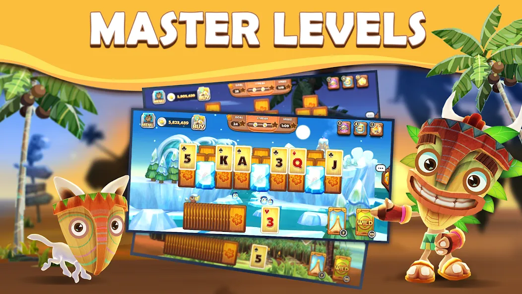 Tiki Solitaire TriPeaks (Тики Солитер ТриПикс) [МОД: Бесконечные деньги, Монеты и Мега MOD] Screenshot 5