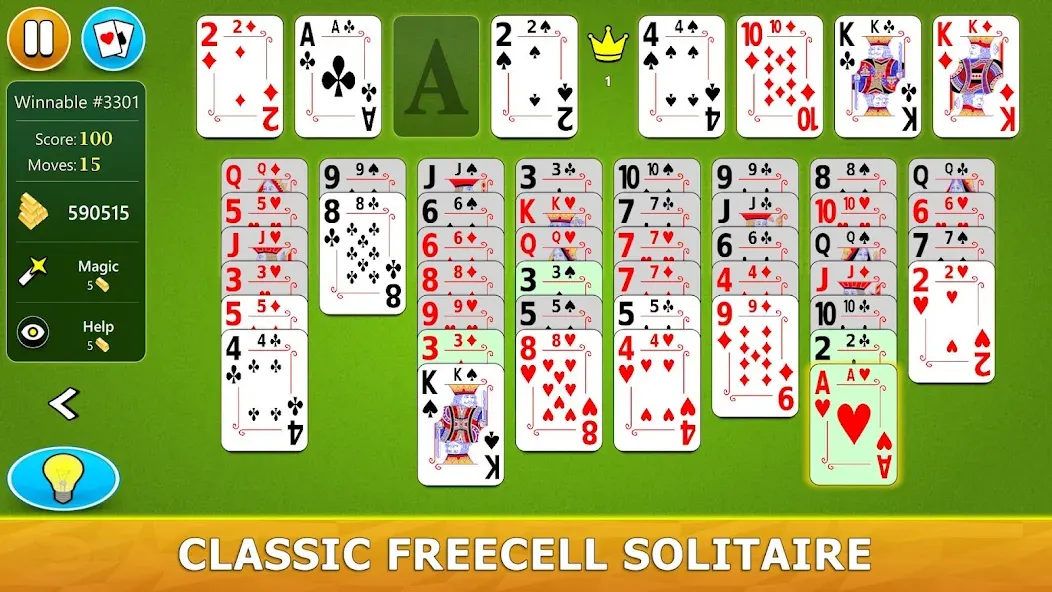 FreeCell Solitaire - Card Game [МОД: Много монет, Открытые уровни и Мега MOD] Screenshot 1