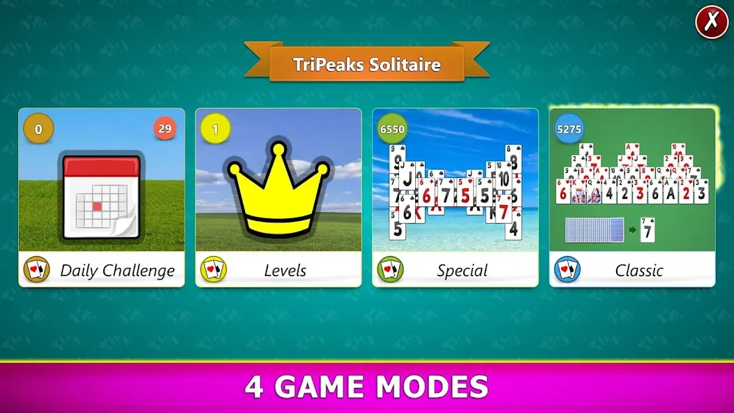 TriPeaks Solitaire Mobile [МОД: Бесконечные деньги, Монеты и Мега MOD] Screenshot 2