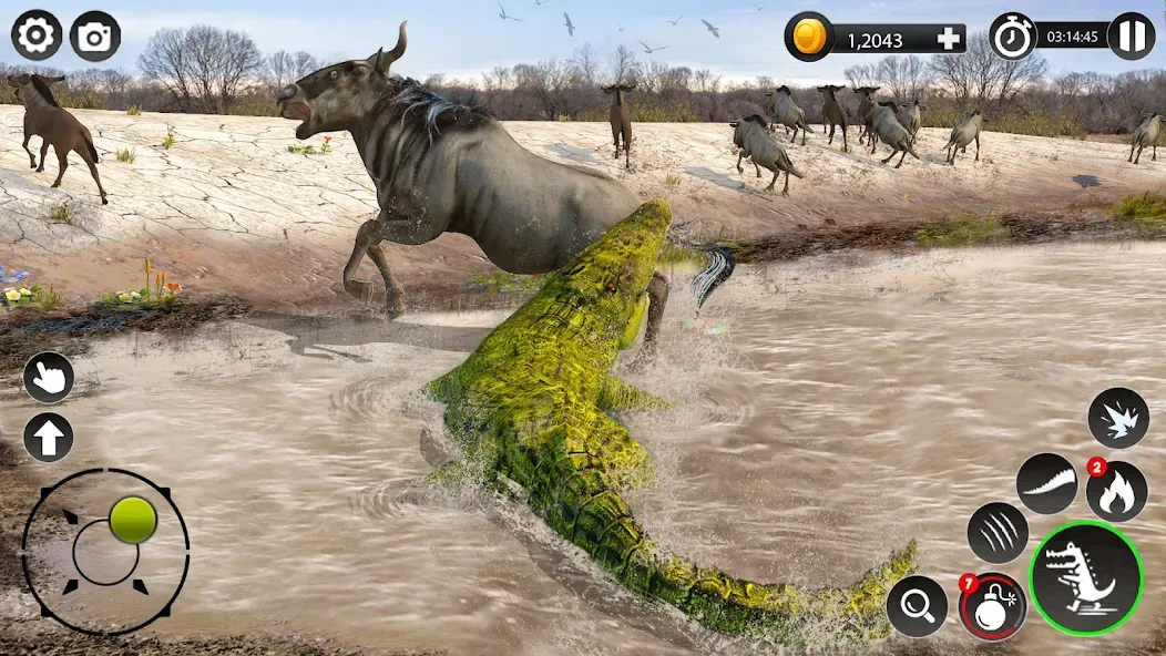 Hungry Animal Crocodile Games [МОД: Деньги, Монеты и Меню MOD] Screenshot 1
