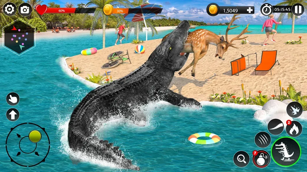 Hungry Animal Crocodile Games [МОД: Деньги, Монеты и Меню MOD] Screenshot 2