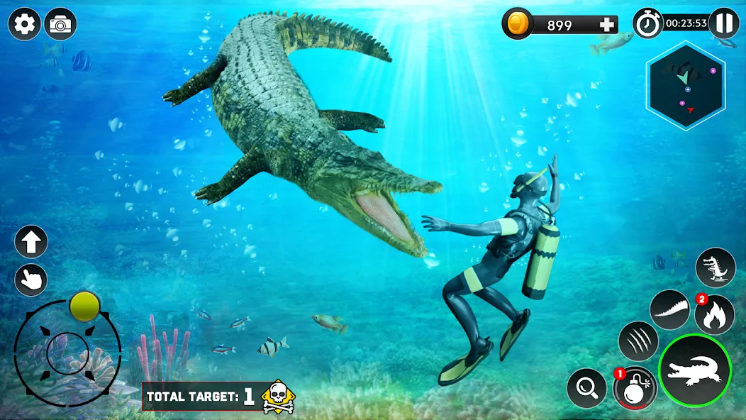 Hungry Animal Crocodile Games [МОД: Деньги, Монеты и Меню MOD] Screenshot 4