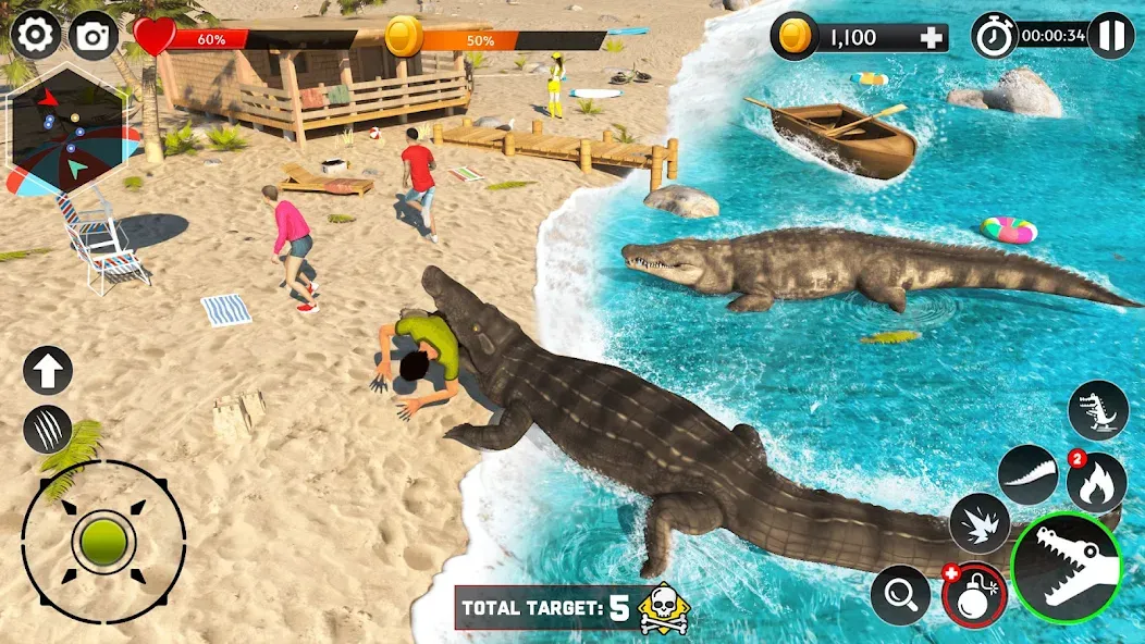 Hungry Animal Crocodile Games [МОД: Деньги, Монеты и Меню MOD] Screenshot 5