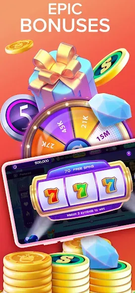High 5 Casino: Real Slot Games (Хай 5 Казино) [МОД: Меню, Бесконечные монеты и Открытые уровни] Screenshot 5