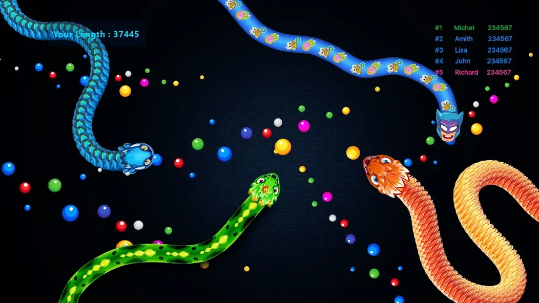 Sneak.io - Snake Game [МОД: Бесконечные деньги, Монеты и Мега MOD] Screenshot 4