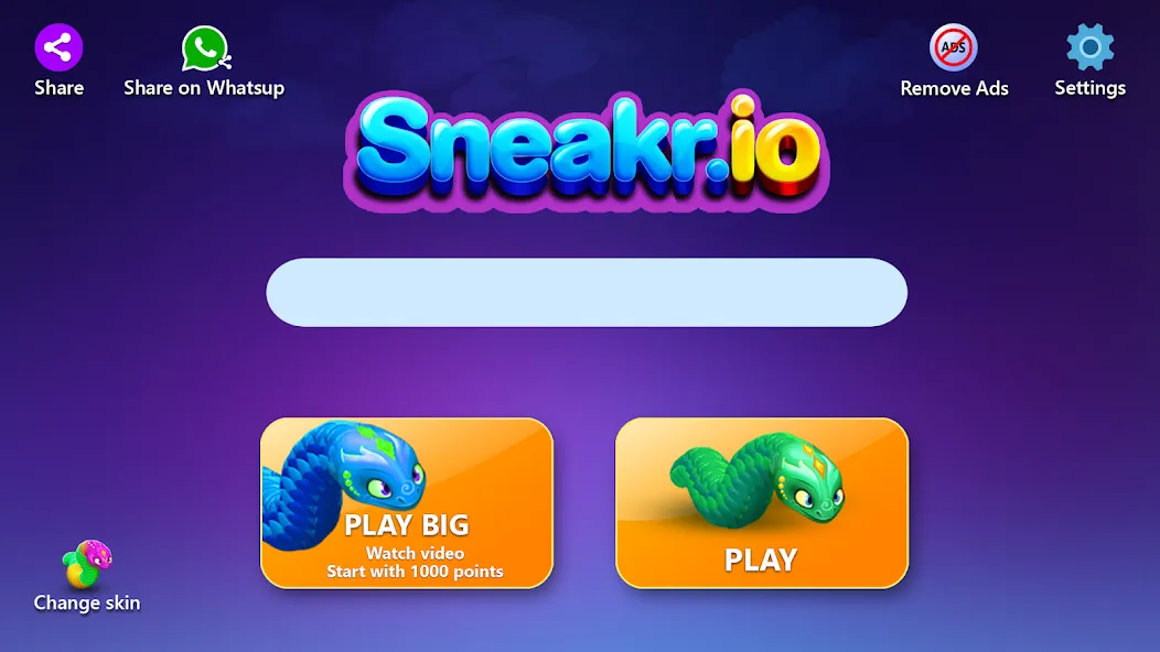 Sneak.io - Snake Game [МОД: Бесконечные деньги, Монеты и Мега MOD] Screenshot 5