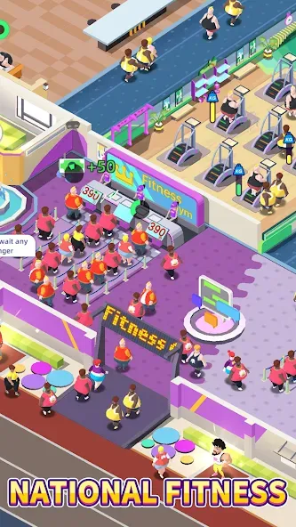 Fitness Club Tycoon (Фитнес Клуб Тайкун) [МОД: Меню, Бесконечные монеты и Открытые уровни] Screenshot 2