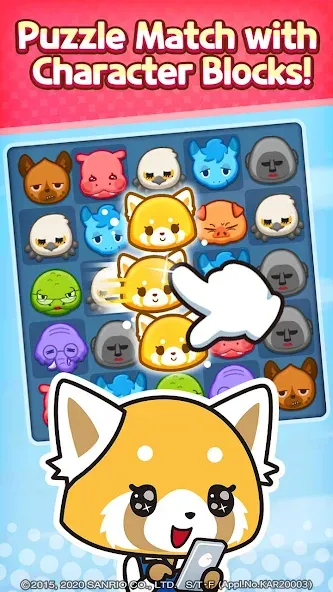 Aggretsuko : Match 3 Puzzle (Аггретсуко) [МОД: Все открыто, Дополнительные деньги и Меню MOD] Screenshot 1