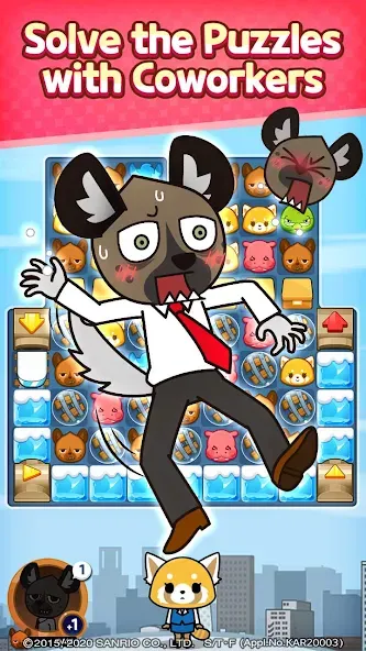 Aggretsuko : Match 3 Puzzle (Аггретсуко) [МОД: Все открыто, Дополнительные деньги и Меню MOD] Screenshot 2