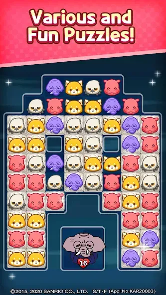 Aggretsuko : Match 3 Puzzle (Аггретсуко) [МОД: Все открыто, Дополнительные деньги и Меню MOD] Screenshot 4