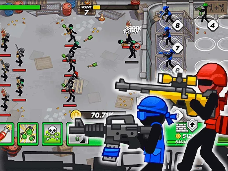 Stickman Defenders: Stick War [МОД: Меню, Бесконечные монеты и Открытые уровни] Screenshot 1