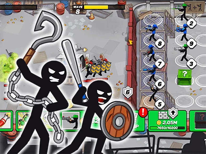 Stickman Defenders: Stick War [МОД: Меню, Бесконечные монеты и Открытые уровни] Screenshot 3